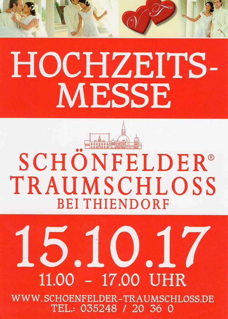 Hochzeitsmesse Schloß Schönfeld 15.10.2017